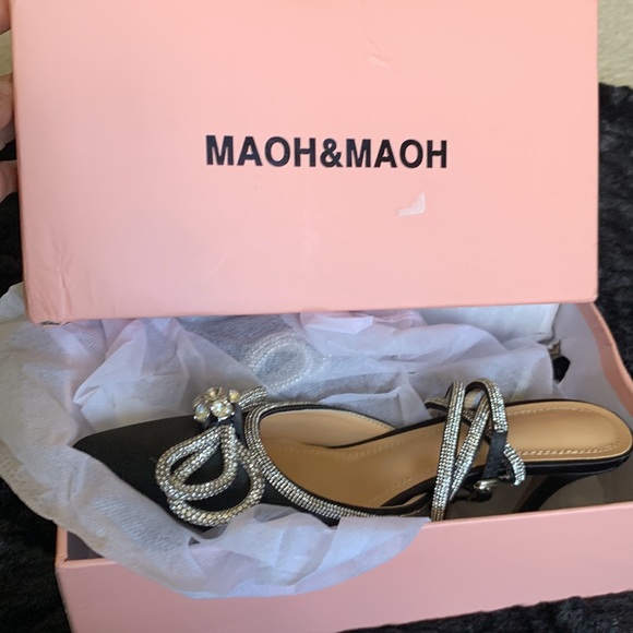 Women double bow pointed toe ankle strap crystal pump size 7, brand new, - Picture 3 of 3